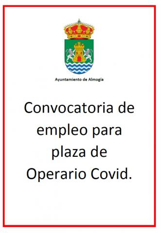CONVOCATORIA DE EMPLEO PARA CUBRIR PLAZA DE OPERARIO COVID