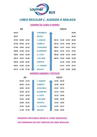 NUEVO HORARIO DE AUTOBUSES DESDE HOY LUNES 28.
