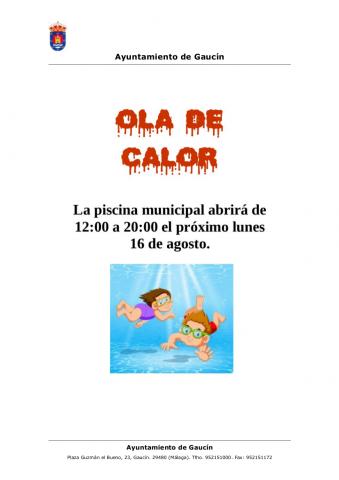 OLA DE CALOR. APERTURA DE PISCINA