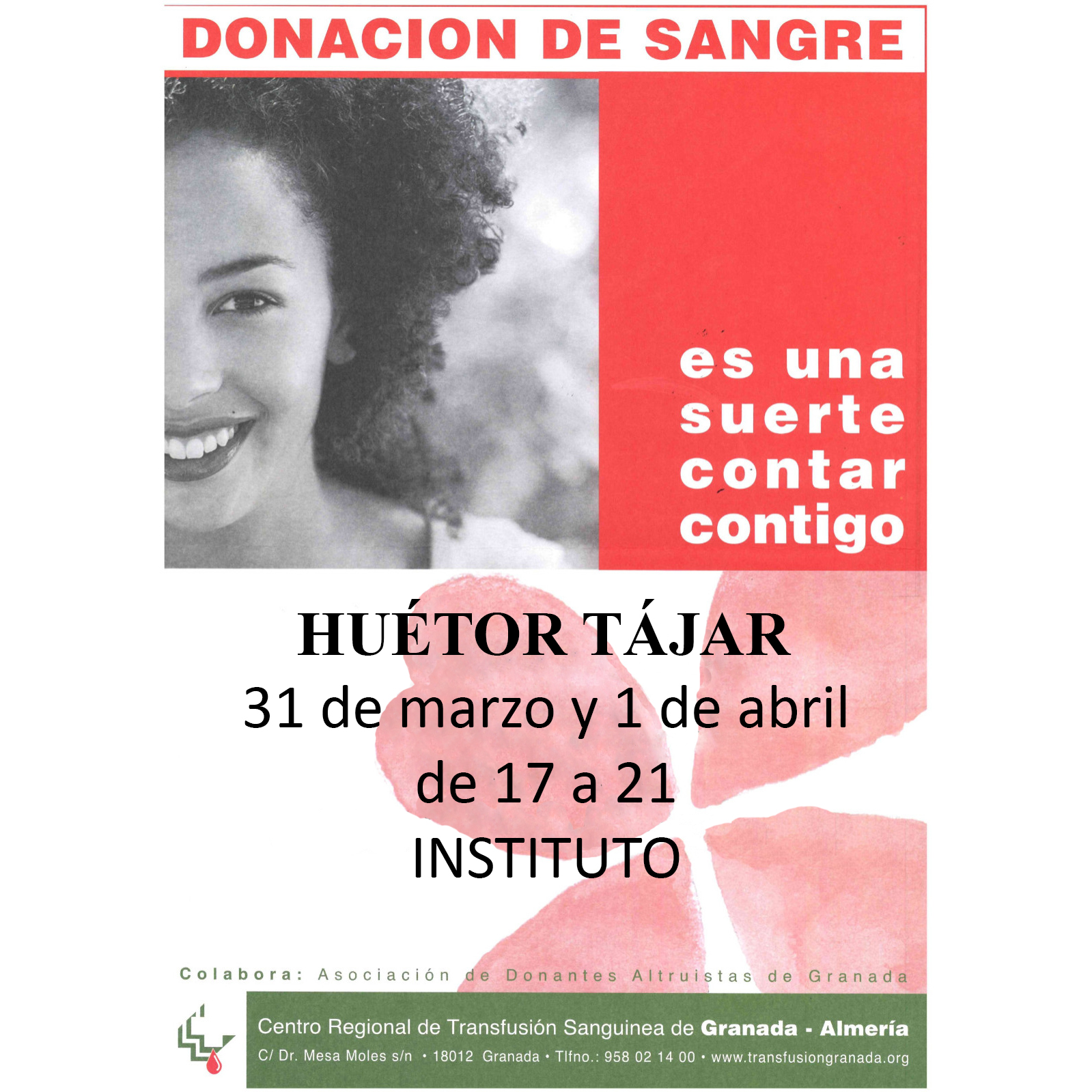 Este jueves y viernes habrá colecta de sangre en Huétor Tájar