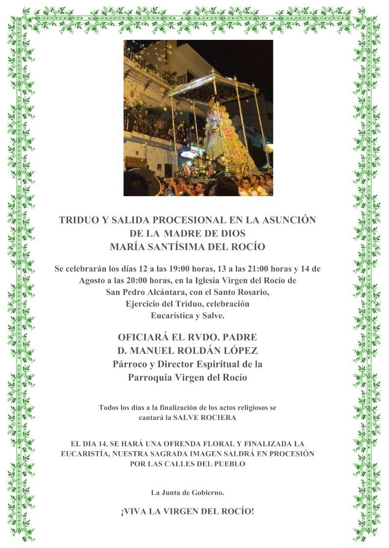 Triduo y Salida Procesional Virgen del Rocío