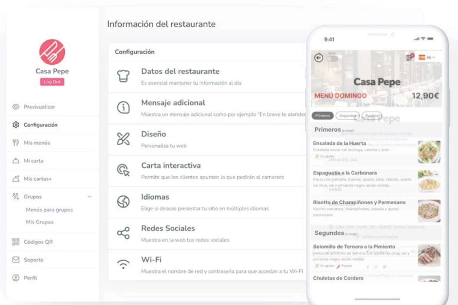 Cartas QR todo en uno para la gestión de pedidos de Menu.es