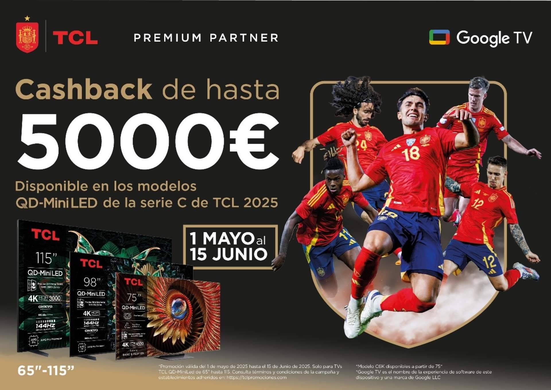 TCL y La Roja te devuelven hasta 5.000€ de reembolso en televisores seleccionados