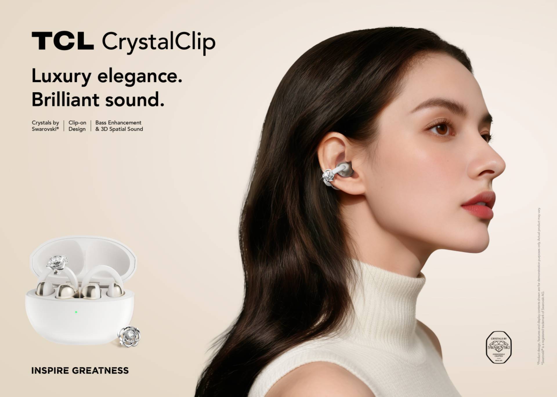 TCL presenta los nuevos TCL CrystalClip, auriculares open-ear, con una edición especial con cristales de Swarovski®