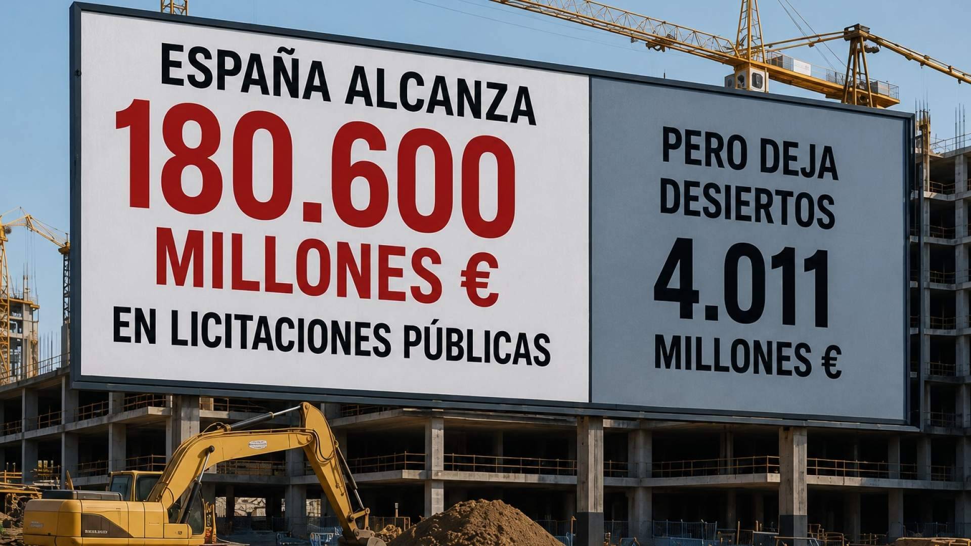 España alcanza los 180.600 millones en licitaciones públicas, pero deja desiertos 4.011 millones